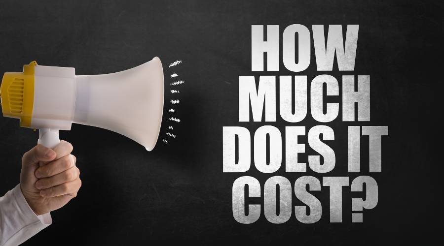 Megaphone asking how much does it cost.