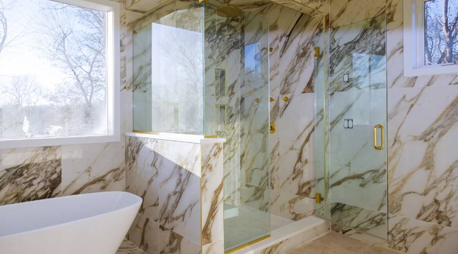 luxury bathroom renovation materials marble stone custom details
