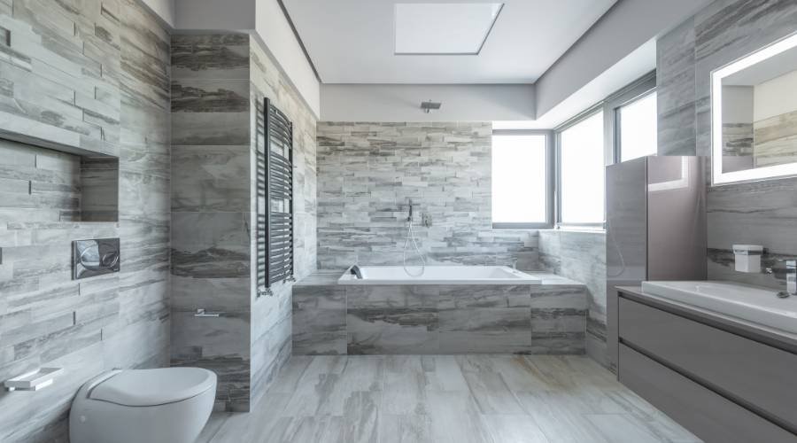 large format tiles modern bathroom design seamless surfaces gold coast